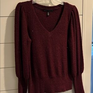 White House Black Market Deep Burgundy Sparkly Sweater